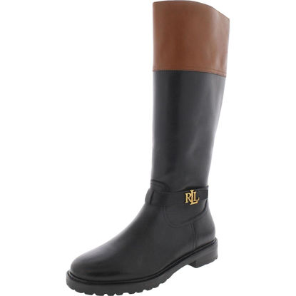 Picture of LAUREN Ralph Lauren Everly Riding Boot Black/Deep Saddle/Tan 6 B (M)