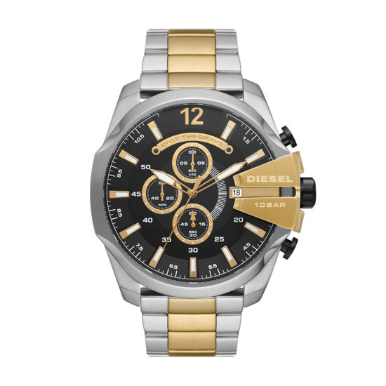 Picture of Diesel Men's 51mm Mega Chief Quartz Stainless Steel Chronograph Watch, Color: Silver/Gold (Model: DZ4581)