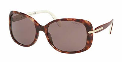 Picture of Prada PR08OS CONCEPTUAL UE06X1 57M Pink Havana/Brown Rectangle Sunglasses For Women+FREE Complimentary Eyewear Care Kit