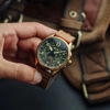 Picture of AVI-8 Mens 42mm Spitfire Lock Chronograph Bronze Green Japanese Quartz Pilot Watch with Leather Strap AV-4089-02