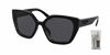 Picture of PR24XS 1AB5Z1 52MM Black / Polar Grey Polarized Rectangle Sunglasses for Women + FREE Complimentary Eyewear Kit