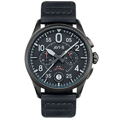 Picture of AVI-8 Spitfire AV-4089-03 Lock Slate Black Japanese Meca-Quartz Chronograph Watch | Stainless Steel/Black