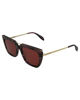 Picture of Alexander McQueen AM0169S 005 Sunglasses Violet Havana Gold Frame Burgundy Lens