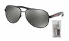 Picture of Prada PS53PS LIFESTYLE 1BO7W1 62M Black Demi Shiny/Grey Mirror Silver Pilot Sunglasses For Men+FREE Complimentary Eyewear Care Kit