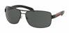 Picture of Prada PS54IS 1BO1A1 65M Matte Black Rubber/Grey Rectangle Sunglasses for Men+ BUNDLE with Designer iWear Complimentary Eyewear Care Kit