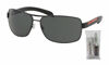 Picture of Prada PS54IS 1BO1A1 65M Matte Black Rubber/Grey Rectangle Sunglasses for Men+ BUNDLE with Designer iWear Complimentary Eyewear Care Kit