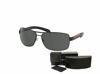 Picture of Prada PS54IS 1BO1A1 65M Matte Black Rubber/Grey Rectangle Sunglasses for Men+ BUNDLE with Designer iWear Complimentary Eyewear Care Kit