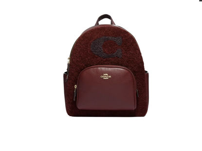 Picture of COACH Court Backpack In Signature Canvas (IM/Black Cherry)