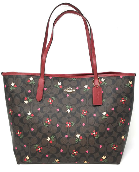 Coach, Bags, Coach City Tote In Signature Canvas With Heart Petal Print