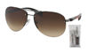 Picture of Prada PS56MS 5AV6S1 62M Gunmetal/Brown Gradient Pilot Sunglasses For Men For Women + BUNDLE with Designer iWear Complimentary Eyewear Kit