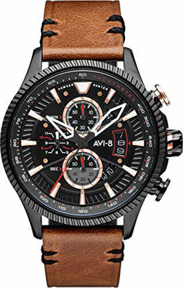 Picture of Men's Hawker Hunter Avon Chronograph Desert Brown with Dark Brown Genuine Leather Strap Watch 45mm - AV-4064-06