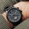 Picture of Men's Hawker Hunter Avon Chronograph Stealth Black with Black Genuine Leather Strap Watch 45mm - AV-4064-05