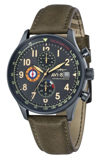 Picture of Men's Hawker Hurricane Classic Chronograph Dark Earth with Brown Genuine Leather Strap Watch 42mm - AV-4011-0E