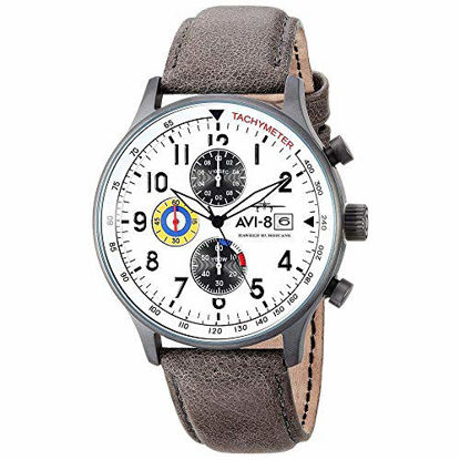 Picture of AVI-8 Men's AV-4011-05 Hawker Hurricane Stainless Steel Watch with Brown Leather Band