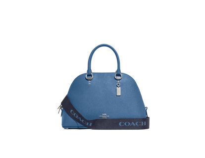 Picture of COACH Katy Satchel In Signature Canvas (SV/Sky Blue Multi)