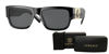 Picture of Versace VE4406 GB1/87 56MM Black / Dark Grey Rectangle Sunglasses for Men + BUNDLE With Designer iWear Complimentary Eyewear Kit