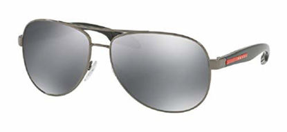 Picture of Prada PS53PS LIFESTYLE 5AV5L0 62M Gunmetal/Light Grey Mirror Black Pilot Sunglasses For Men+FREE Complimentary Eyewear Care Kit