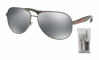 Picture of Prada PS53PS LIFESTYLE 5AV5L0 62M Gunmetal/Light Grey Mirror Black Pilot Sunglasses For Men+FREE Complimentary Eyewear Care Kit