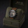 Picture of AVI-8 Men's Matador Stainless Steel Japanese-Quartz Aviator Watch with Leather Strap, Brown, 21.8 (Model: AV-4065-03)