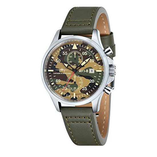 Amazon.com: AVI-8 Mens 42mm Hawker Hurricane Classic Chronograph Ivory  Grayscale Japanese Quartz Pilot Watch with Leather Strap AV-4011-0B :  Clothing, Shoes & Jewelry