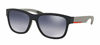 Picture of Prada PS03QS LIFESTYLE UR73A0 57M Blue Rubber/Light Grey Gradient Blue Rectangle Sunglasses For Men+FREE Complimentary Eyewear Care Kit