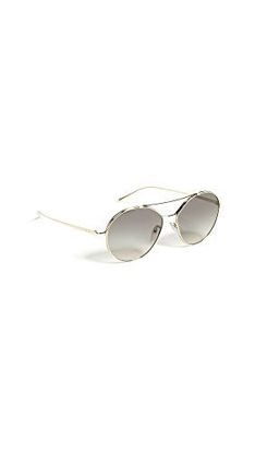 Picture of Prada Women's Round Aviator Sunglasses, Pale Gold/Grey, One Size