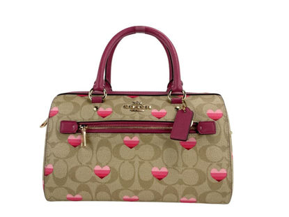 Picture of Rowan Satchel In Signature Canvas With Stripe Heart Print