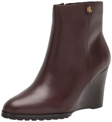 Picture of LAUREN Ralph Lauren Shaley Calfskin Wedge Bootie Chestnut Brown 8.5 B (M)