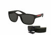 Picture of Prada PS01US ACTIVE DG05S0 55M Black Rubber/Grey Pillow Sunglasses For Men For Women + BUNDLE with Designer iWear Complimentary Eyewear Kit