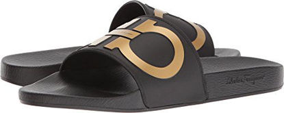 Picture of Salvatore Ferragamo Men's Groove 2 Slides, Black/Gold, 8 M US