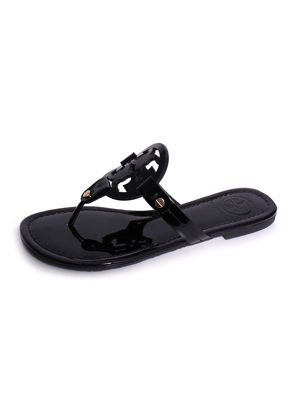 Picture of Tory Burch Women's Miller Patent Thong Sandal, Black, 9.5 Medium US