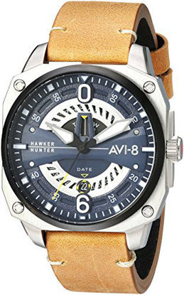 Picture of AVI-8 Men's Hawker Hunter Stainless Steel Japanese-Quartz Aviator Watch with Leather Strap, Brown, 21.7 (Model: AV-4057-02)