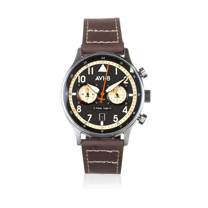 Picture of AVI-8 Hawker Hurricane AV-4088-01 Carey Dual Time Manston Japanese Quartz Watch | Stainless Steel/Grey/Black