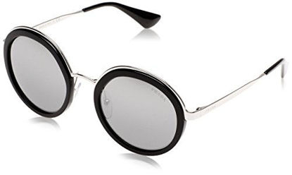 Picture of Prada PR50TS 1AB6N2 Black PR50TS Round Sunglasses Lens Category 3 Lens Mirrored