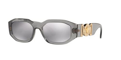 Picture of Versace Man Sunglasses Transparent Grey Frame, Light Grey Mirror Silver 80 Lenses, 53MM