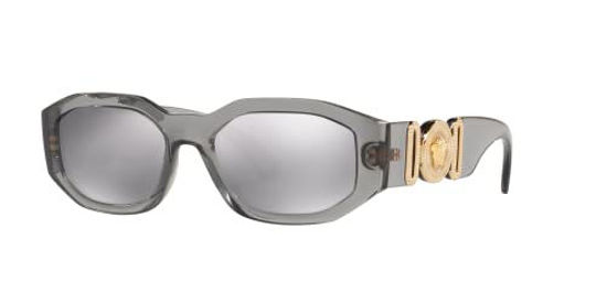 Picture of Versace Man Sunglasses Transparent Grey Frame, Light Grey Mirror Silver 80 Lenses, 53MM