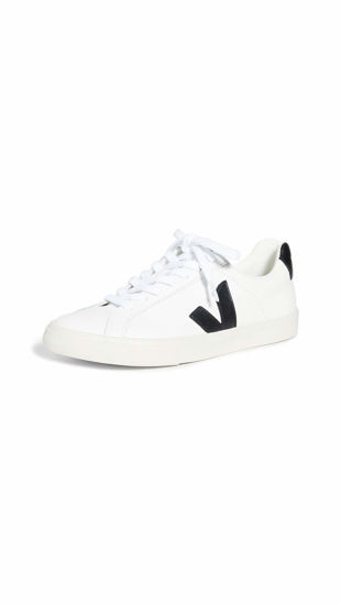 Picture of Veja Women's Esplar Logo Sneakers, Extra White/Black, 4 Medium US