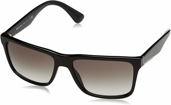 Picture of Prada Conceptual PR 19SS 1AB0A7 Black Plastic Square Sunglasses Grey Gradient Lens