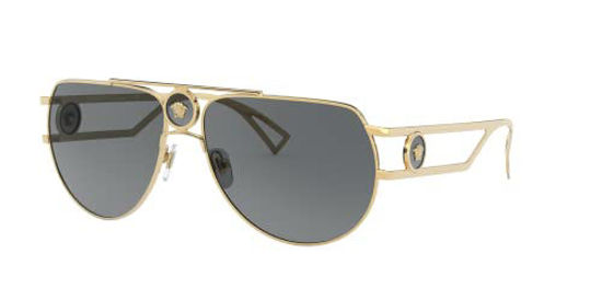 Picture of Versace VE 2225 100287 Gold Metal Aviator Sunglasses Grey Lens