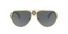 Picture of Versace VE 2225 100287 Gold Metal Aviator Sunglasses Grey Lens