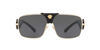 Picture of Versace Squared Baroque VE 2207Q 100287 Gold Black Leather Metal Square Sunglasses Grey Lens