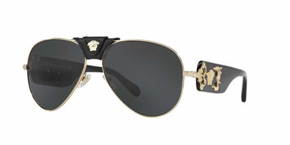 Picture of Versace Man Sunglasses Gold Frame, Dark Grey Lenses, 62MM