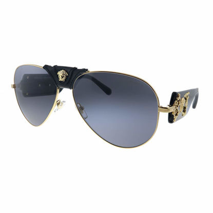 Picture of Versace VE 2150Q 100281 Gold Metal Aviator Sunglasses Grey Polarized Lens