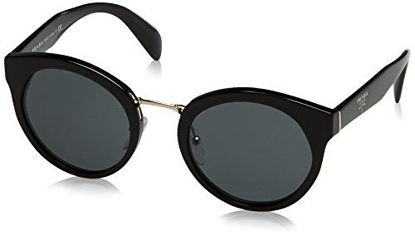 Picture of Prada PR05TS 1AB1A1 Black PR05TS Round Sunglasses Lens Category 3 Size 53mm