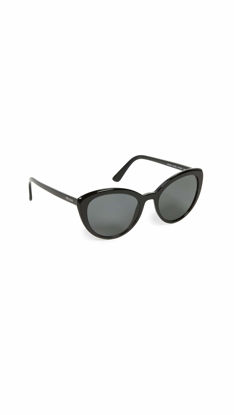 Picture of Prada PR 02VS 1AB5S0 Black Plastic Cat-Eye Sunglasses Grey Lens