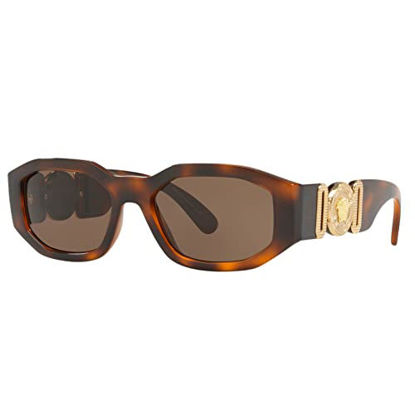 Picture of Versace VE 4361 521773 Havana Plastic Geometric Sunglasses Brown Lens