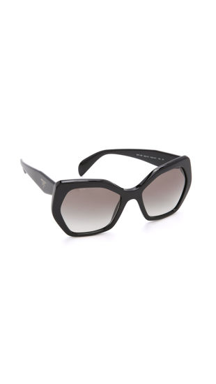 Picture of Prada Heritage PR 16RS 1AB0A7 Black Plastic Butterfly Sunglasses Grey Gradient Lens