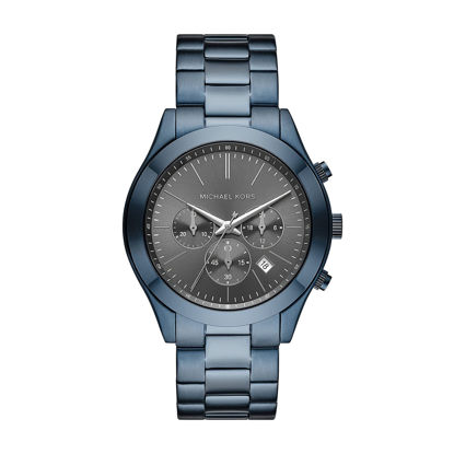 Picture of Michael Kors Men's Slim Runway Quartz Watch with Stainless Steel Strap, Blue, 22 (Model: MK8918)