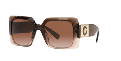 Picture of Versace VE 4405 533213 Brown Plastic Rectangle Sunglasses Brown Gradient Lens