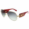 Picture of Versace Baroque VE 2150Q 100211 Gold Red Leather Metal Aviator Sunglasses Grey Gradient Lens